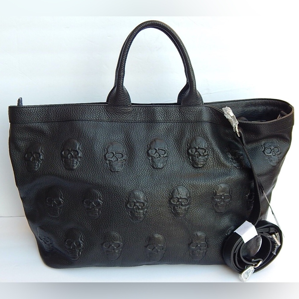 Iopelle designer black embossed skull bag! LARGE - Picture 1 of 7